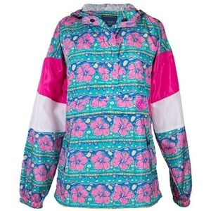 Wind breaker Simply Southern hibiscus 🌺 flowers  pull over women’s XXL NWOT
